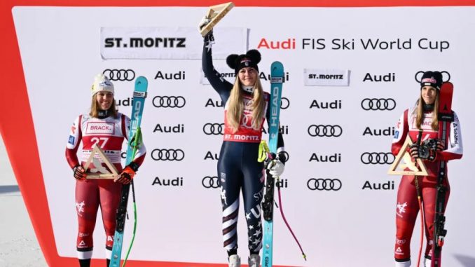 Lindsey Vonn wird zur ältesten Gewinnerin eines Weltcup-Rennens aller Zeiten Weltcup-Abfahrt der Damen in St. Moritz